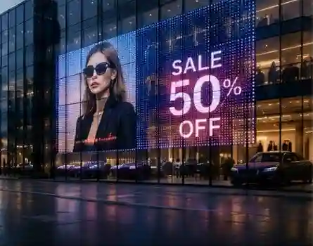 Transparentes LED-Glasdisplay für Schaufensterwerbung